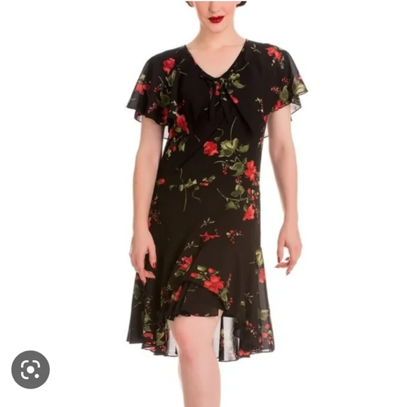 Hell Bunny Vixen Lily inspired sheer crepe dress size L - Picture 2 of 10